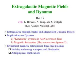 Extragalactic Magnetic Fields and Dynamo