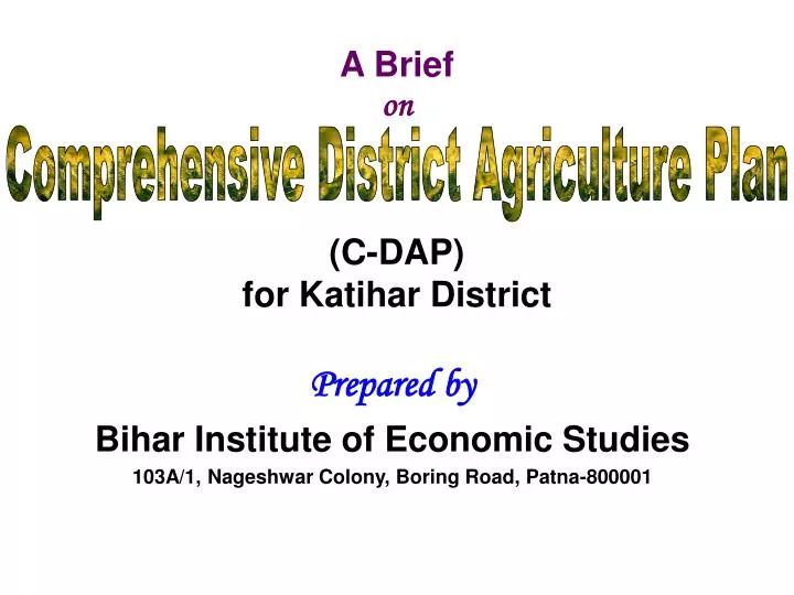 a brief on c dap for katihar district