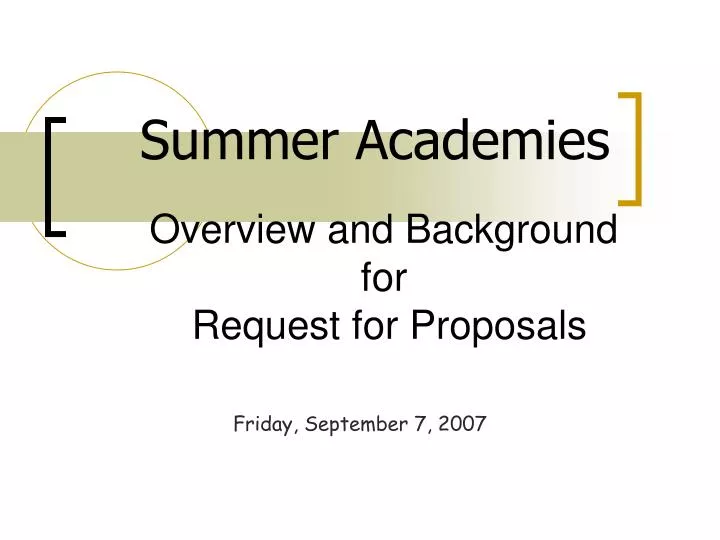 overview and background for request for proposals