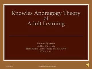 Knowles Andragogy Theory of Adult Learning