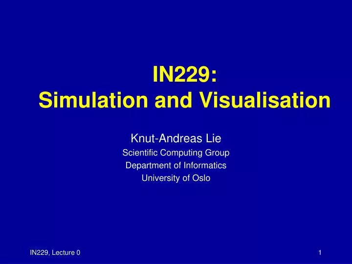 in229 simulation and visualisation