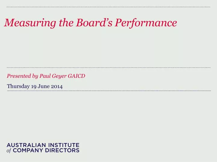 measuring the board s performance