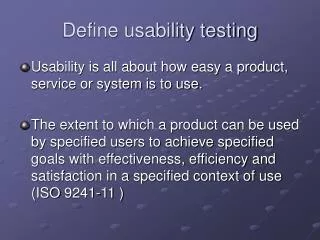 Define usability testing