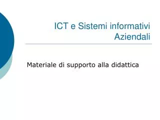 ict e sistemi informativi aziendali