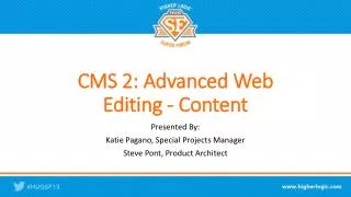 CMS 2: Advanced Web Editing - Content