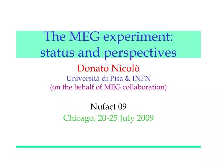 the meg experiment status and perspectives