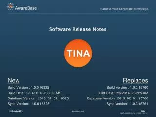 Software Release Notes