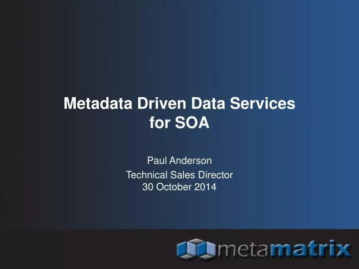 metadata driven data services for soa