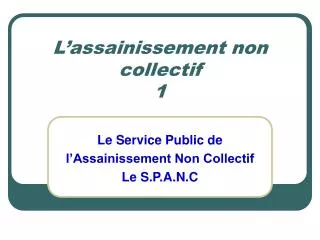 l assainissement non collectif 1