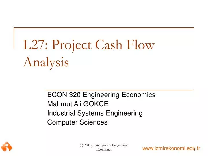 l27 project cash flow analysis