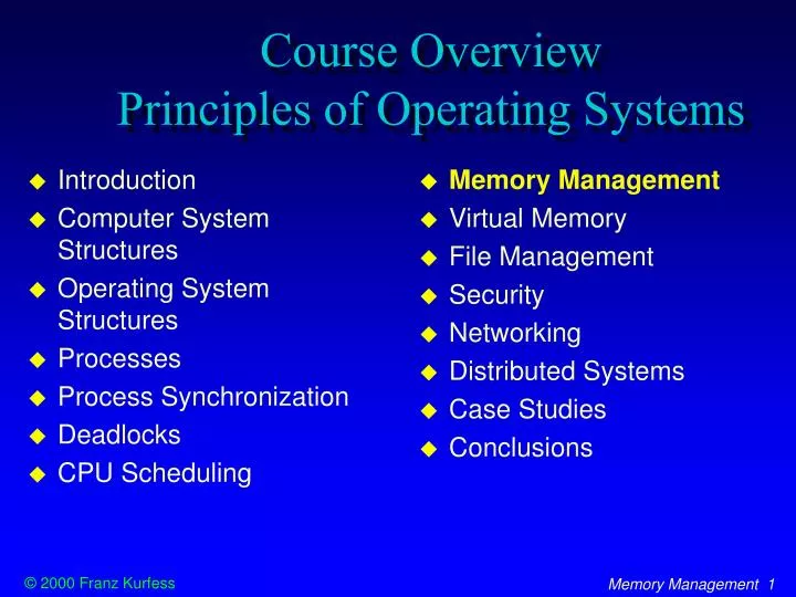 course overview principles of operating systems