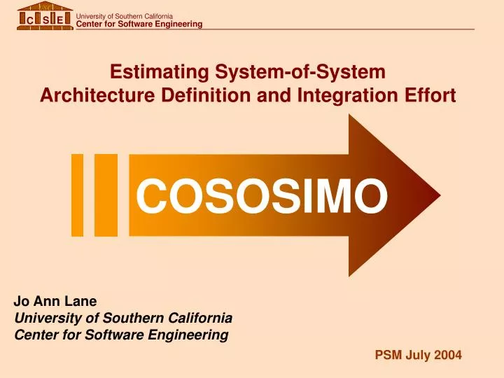 estimating system of system architecture definition and integration effort