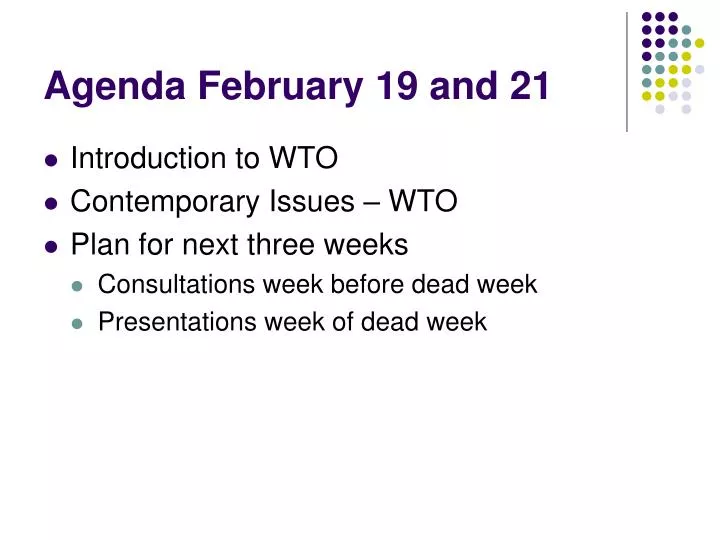 agenda february 19 and 21