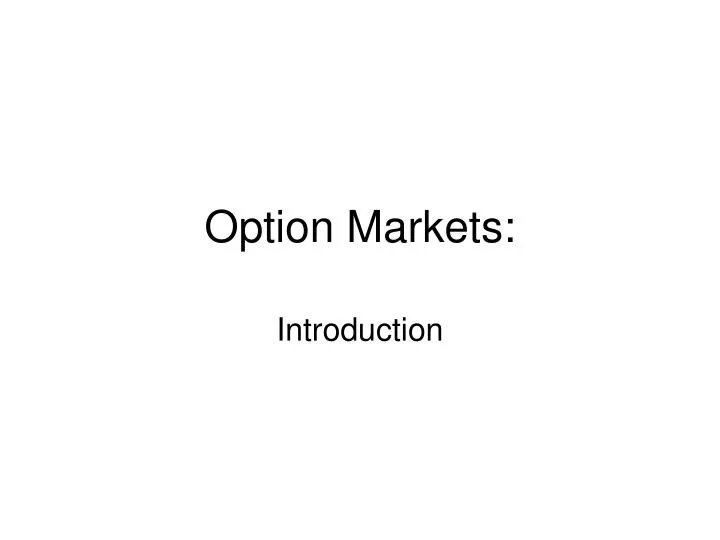 option markets