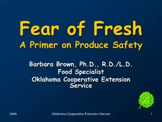Fear of Fresh A Primer on Produce Safety