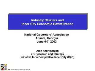 Industry Clusters and Inner City Economic Revitalization