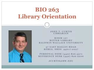 BIO 263 Library Orientation