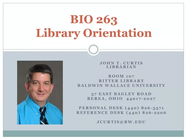 bio 263 library orientation