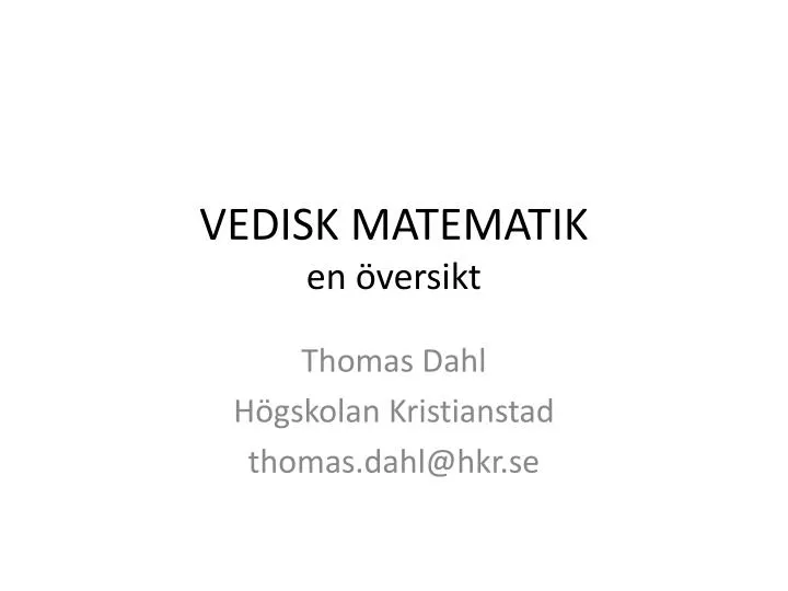 vedisk matematik en versikt