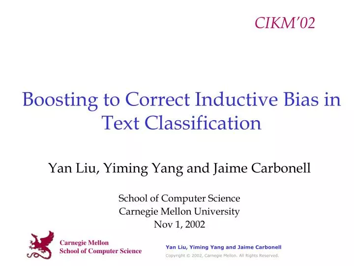 boosting to correct inductive bias in text classification