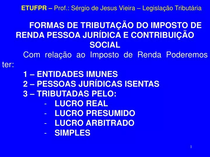 etufpr prof s rgio de jesus vieira legisla o tribut ria