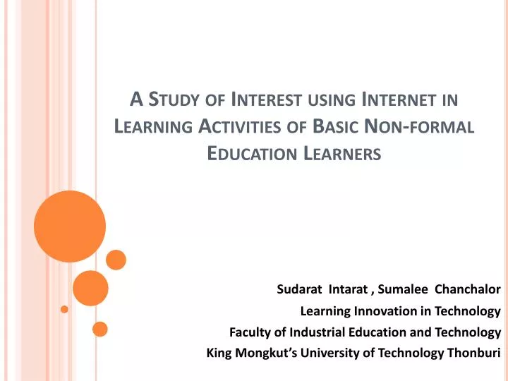 a study of interest using internet in learning activities of basic non formal education learners