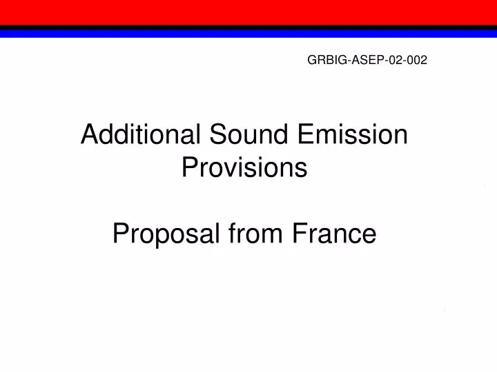 additional sound emission provisions proposal from france