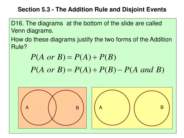 section 5 3 the addition rule and disjoint events