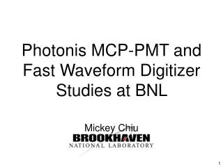 Photonis MCP-PMT and Fast Waveform Digitizer Studies at BNL