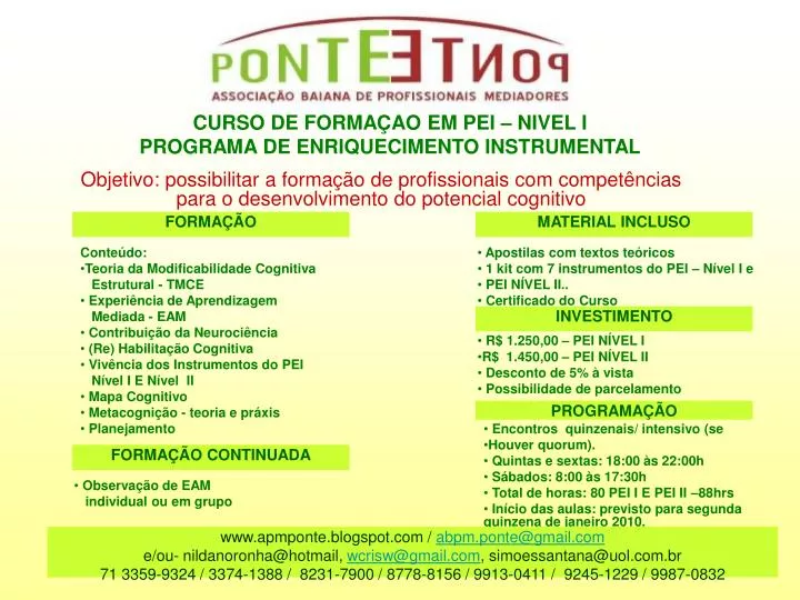 curso de forma o em pei nivel i programa de enriquecimento instrumental