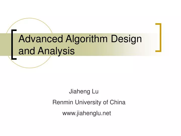 advanced algorithm design and analysis