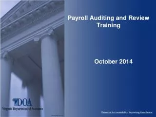 Payroll Auditing and Review Training October 2014