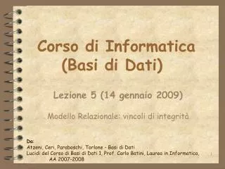 corso di informatica basi di dati