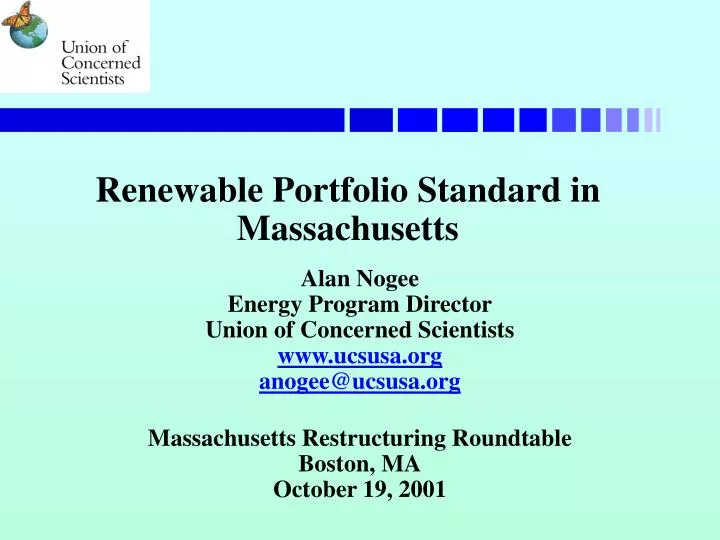 renewable portfolio standard in massachusetts
