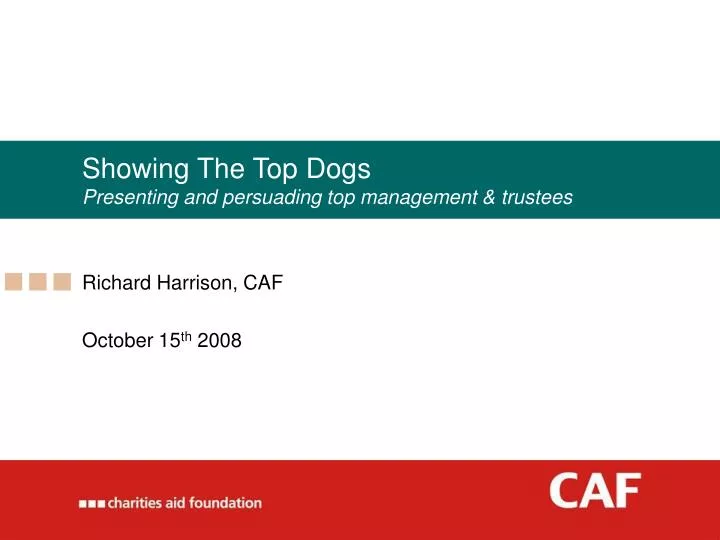 showing the top dogs presenting and persuading top management trustees