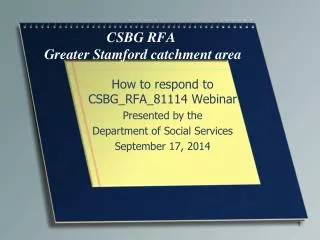 CSBG RFA Greater Stamford catchment area
