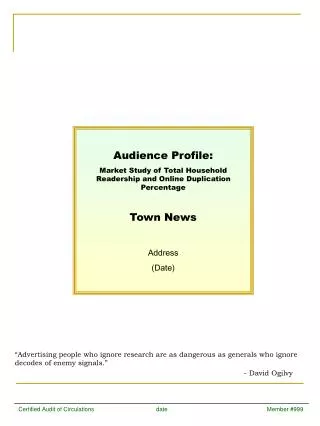 Audience Profile: Market Study of Total Household Readership and Online Duplication Percentage