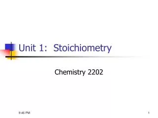 Unit 1: Stoichiometry