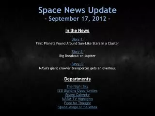 Space News Update - September 17, 2012 -