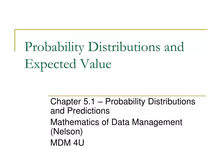 probability distributions and expected value