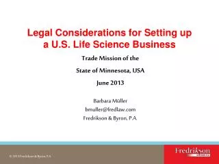Legal Considerations for Setting up a U.S. Life Science Business