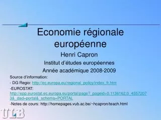 economie r gionale europ enne