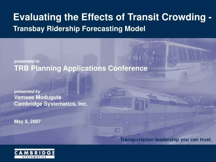 evaluating the effects of transit crowding transbay ridership forecasting model