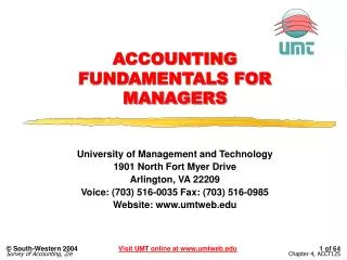 ACCOUNTING FUNDAMENTALS FOR MANAGERS