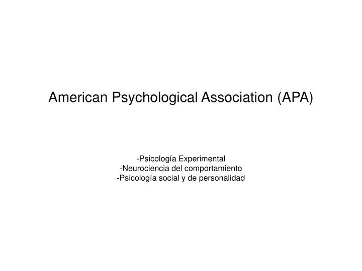 american psychological association apa