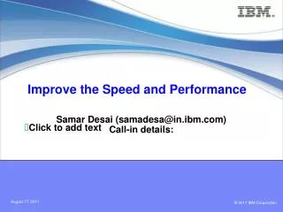 Improve the Speed and Performance