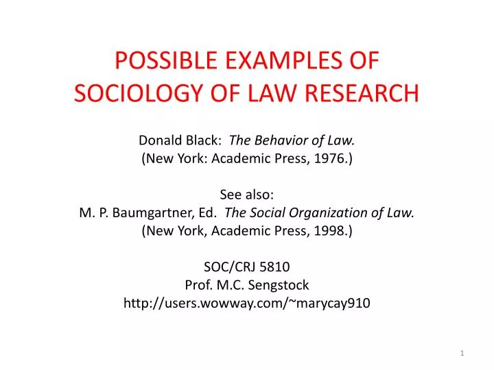 possible examples of sociology of law research