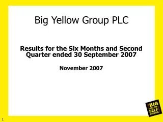 Big Yellow Group PLC