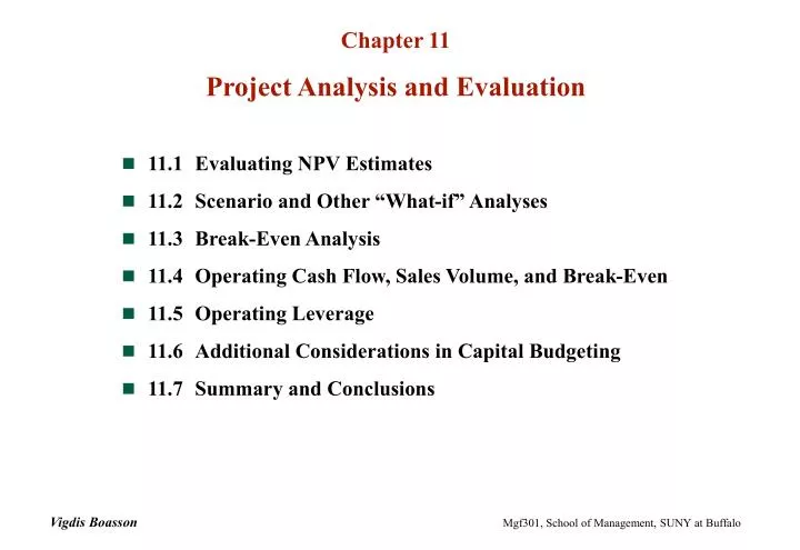 chapter 11 project analysis and evaluation