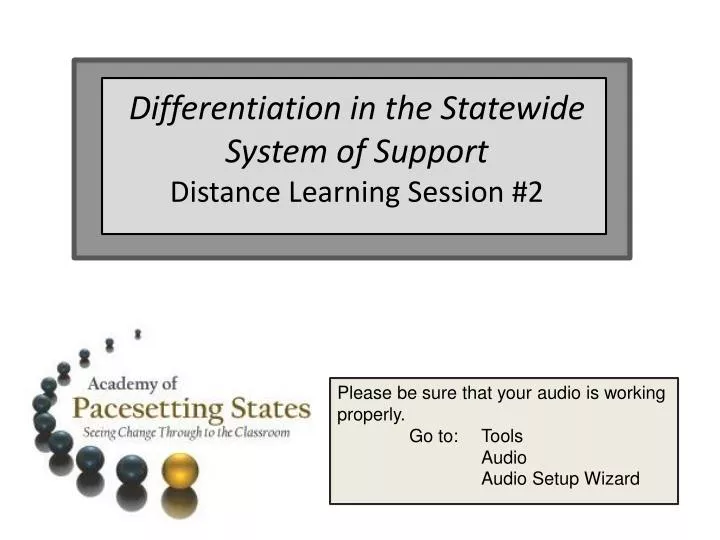 differentiation in the statewide system of support distance learning session 2